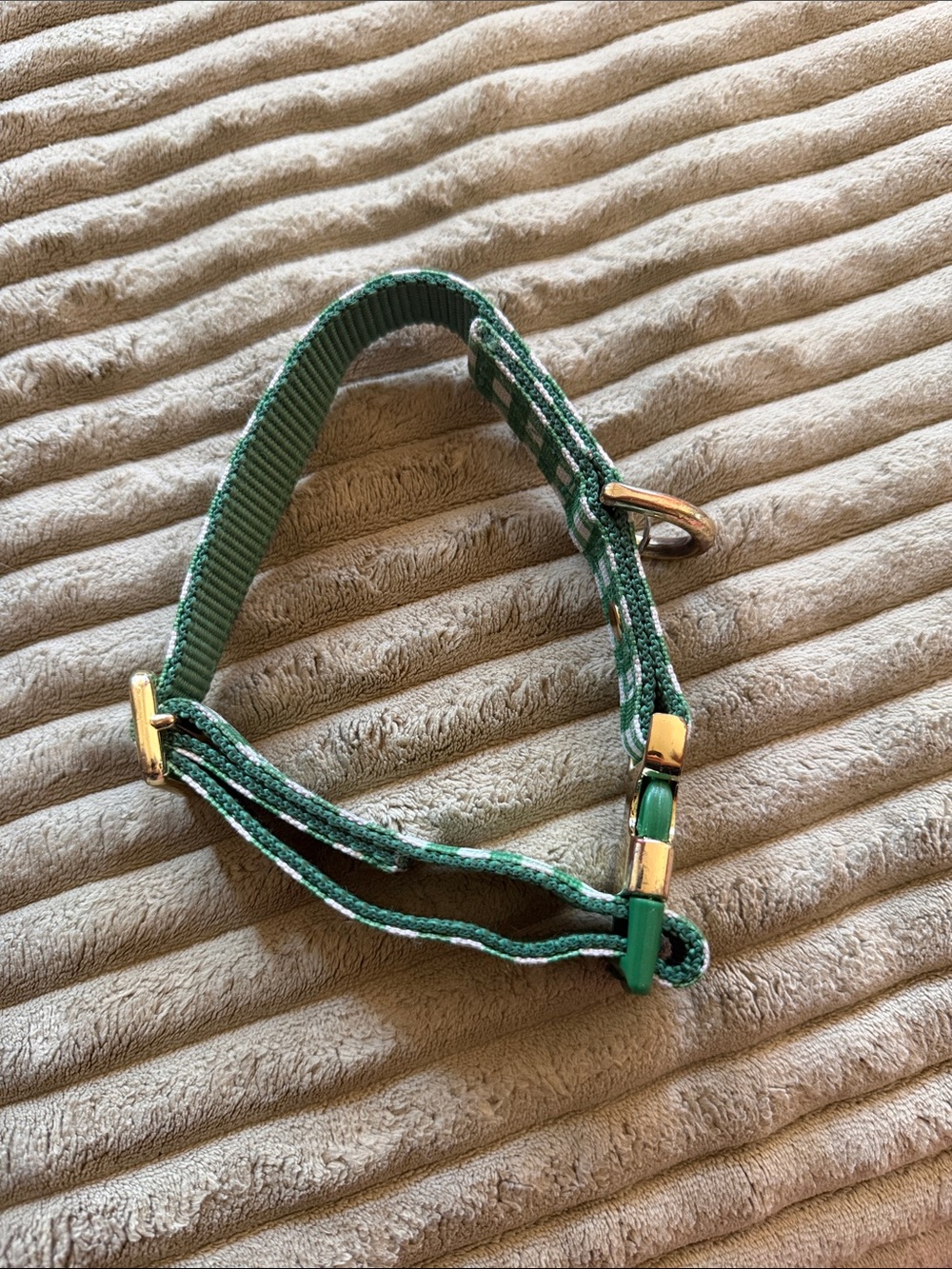 kate spade Green and White Gingham Dog Collar with Gold Hardware - Picture 2 of 5